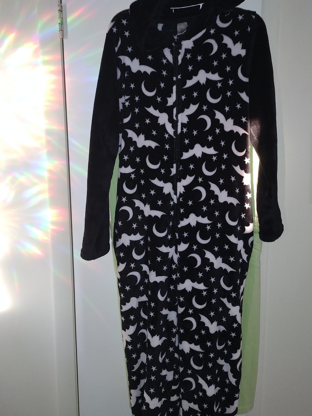 Black & White Moon and Bat Plush Pajama Onesie